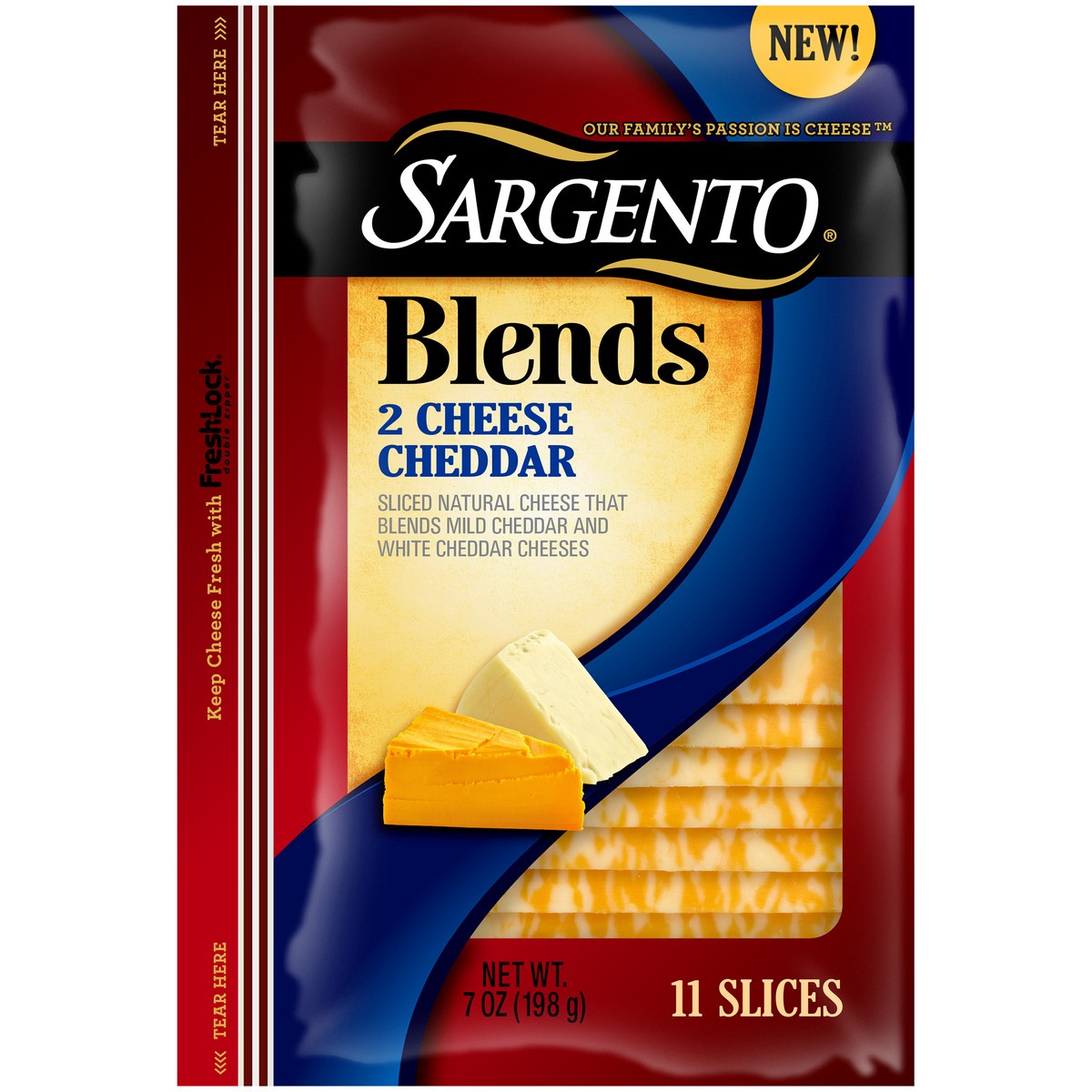 slide 1 of 13, Sargento Blends 2 Cheese Cheddar Sliced Cheese 7 oz. Pack, 7 oz