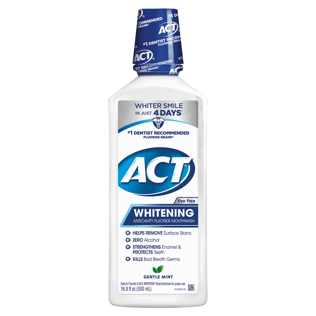 slide 1 of 1, ACT Whitening Anticavity Fluoride Mouthwash, 16.9 fl oz