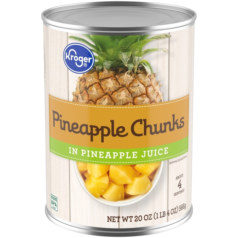 slide 1 of 1, Kroger Pineapple Chunks in Pineapple Juice, 20 oz