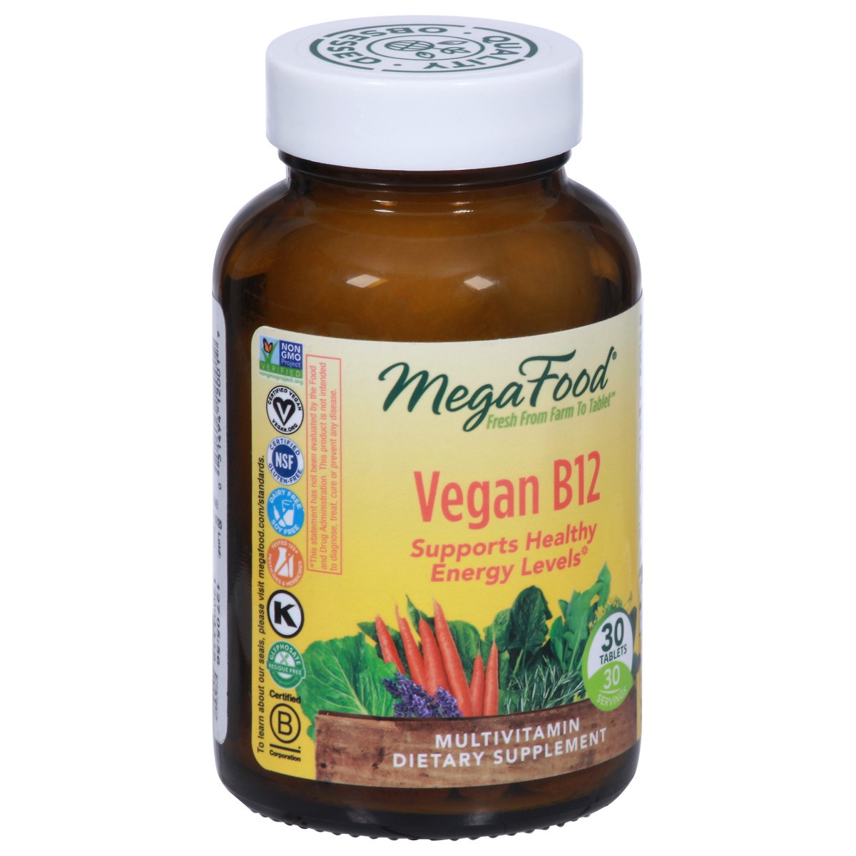 slide 8 of 12, MegaFood Multivitamin Vegan B12 30 Tablets, 30 ct