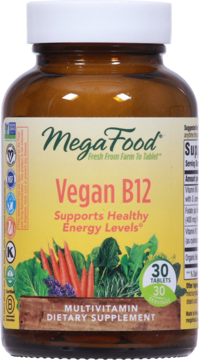 slide 6 of 12, MegaFood Multivitamin Vegan B12 30 Tablets, 30 ct