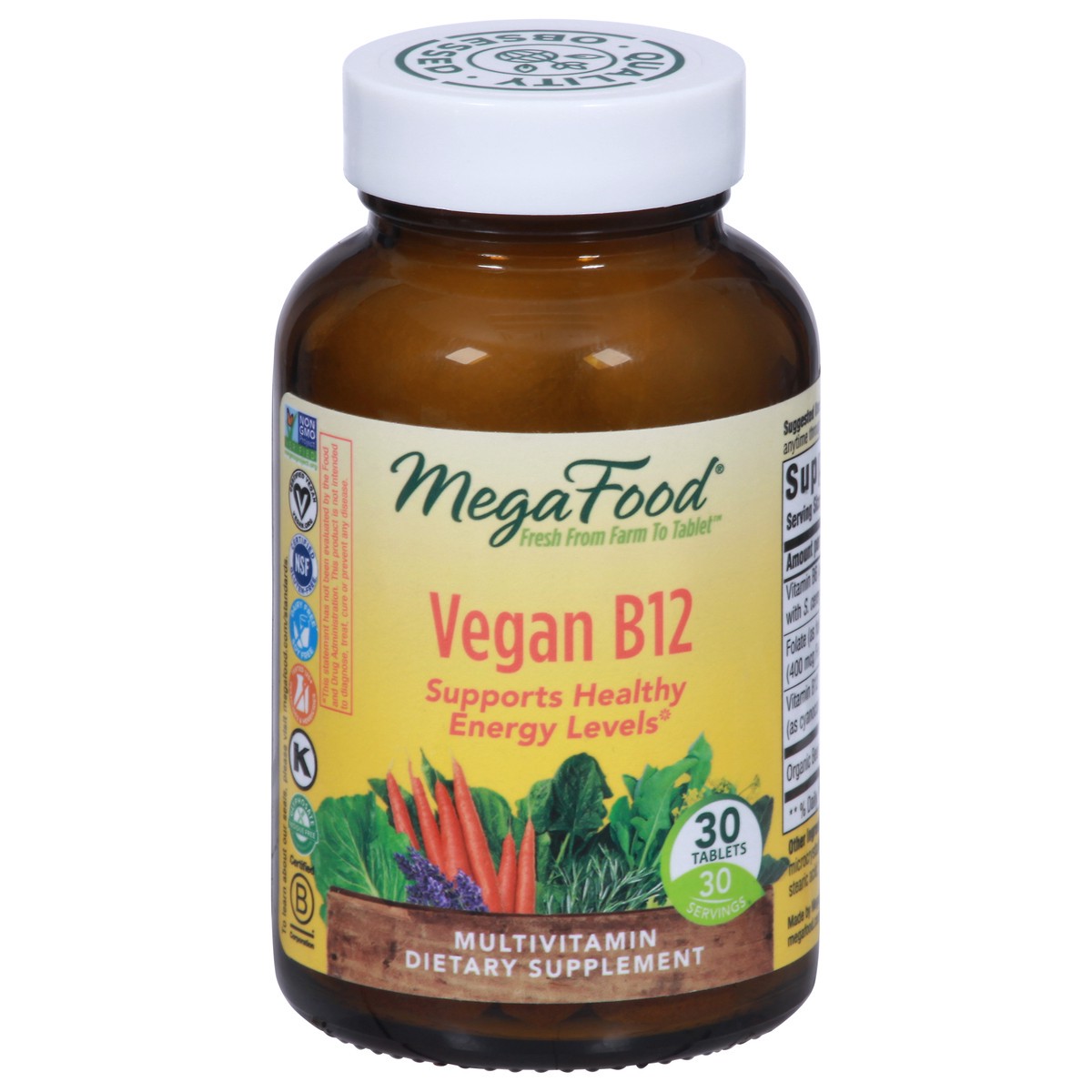 slide 1 of 12, MegaFood Multivitamin Vegan B12 30 Tablets, 30 ct