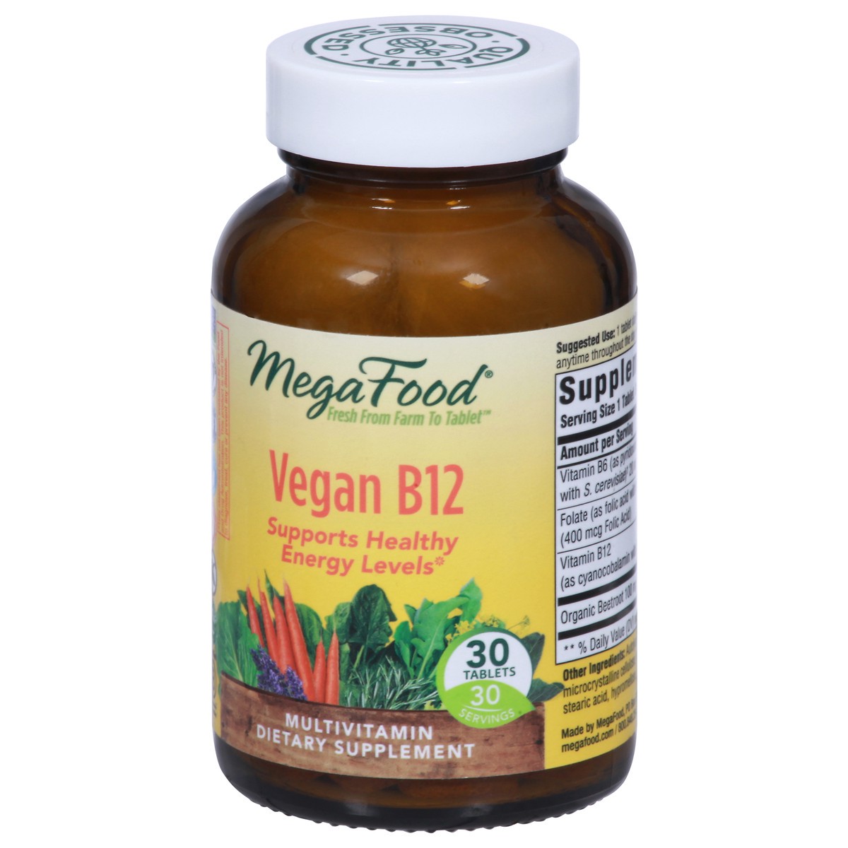 slide 2 of 12, MegaFood Multivitamin Vegan B12 30 Tablets, 30 ct