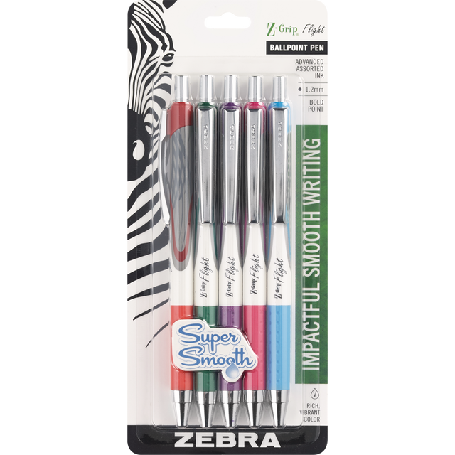 slide 1 of 1, ZEBRA Z-Grip Flight Rt Bp Fashion 5Pk, 5 ct