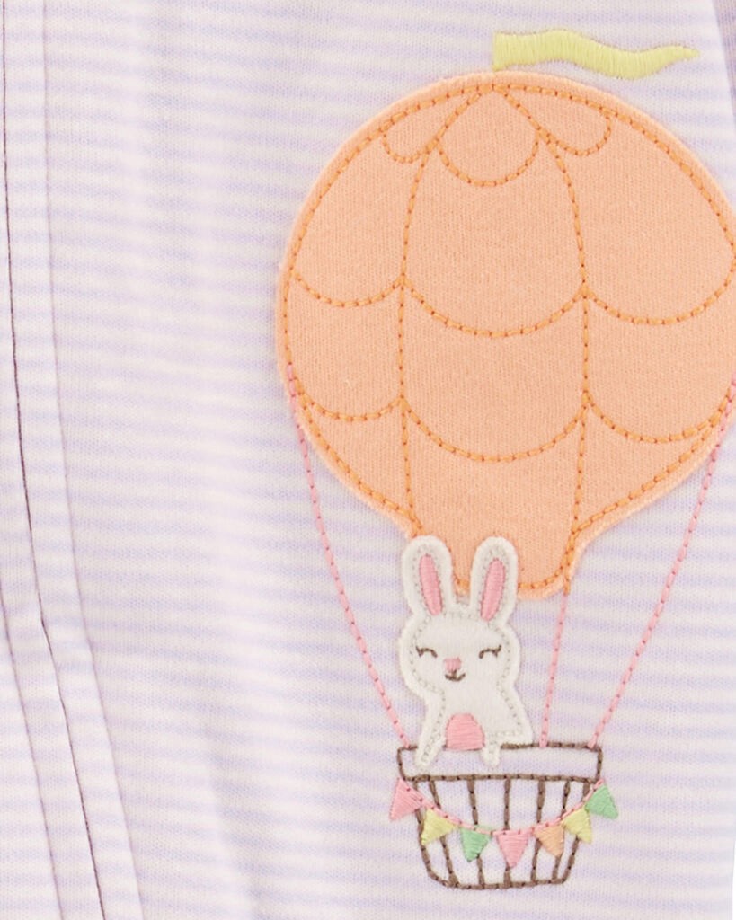 slide 2 of 2, Carter's Baby Hot Air Balloon Bunny 2-Way Zip Cotton Sleep & Play Purple 3M, 1 ct
