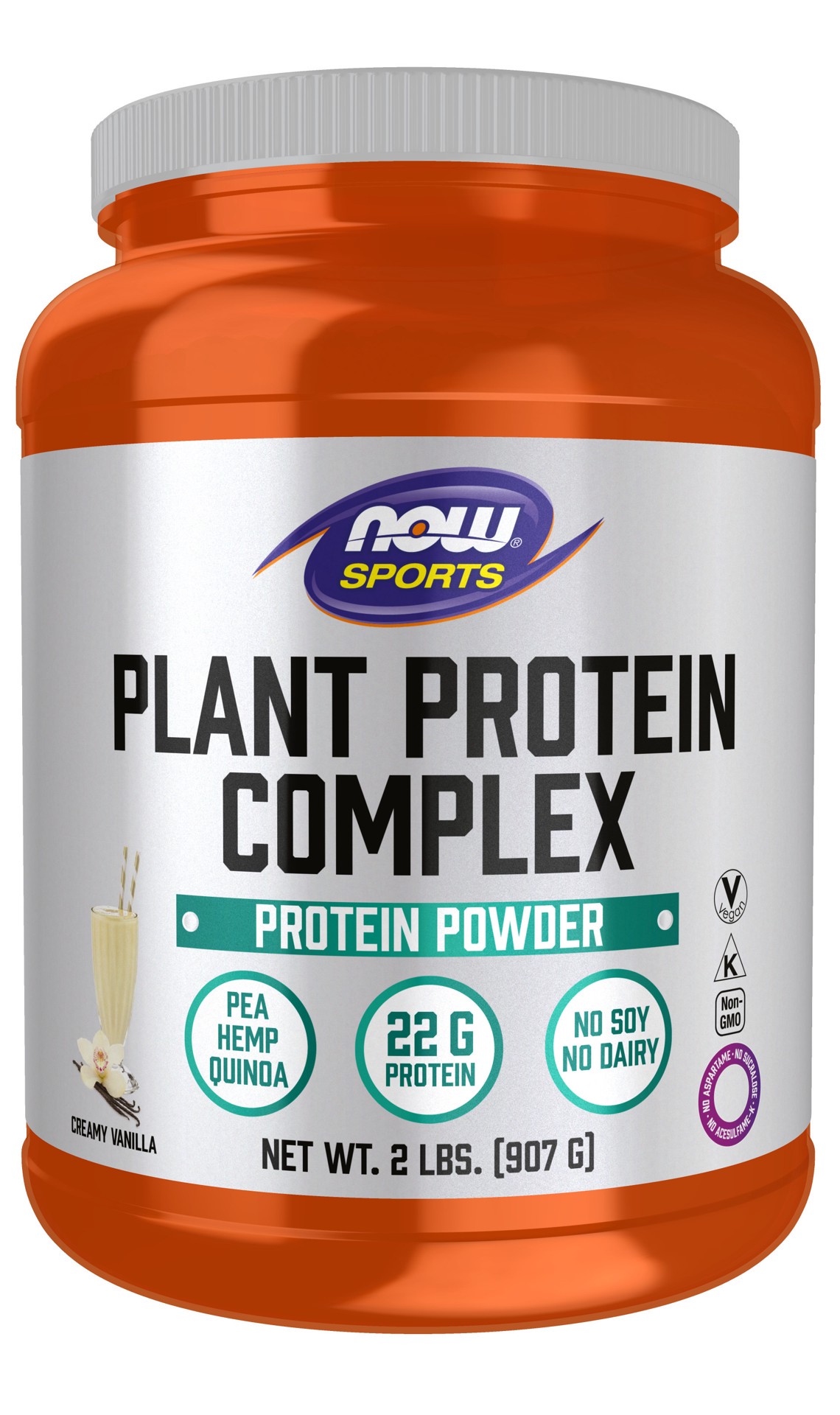 slide 1 of 8, NOW Sports Plant Protein Complex, Creamy Vanilla Powder - 2 lbs., 2 lb