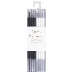 Caspari Slim Black & White Mix Birthday Candles - 16 ct