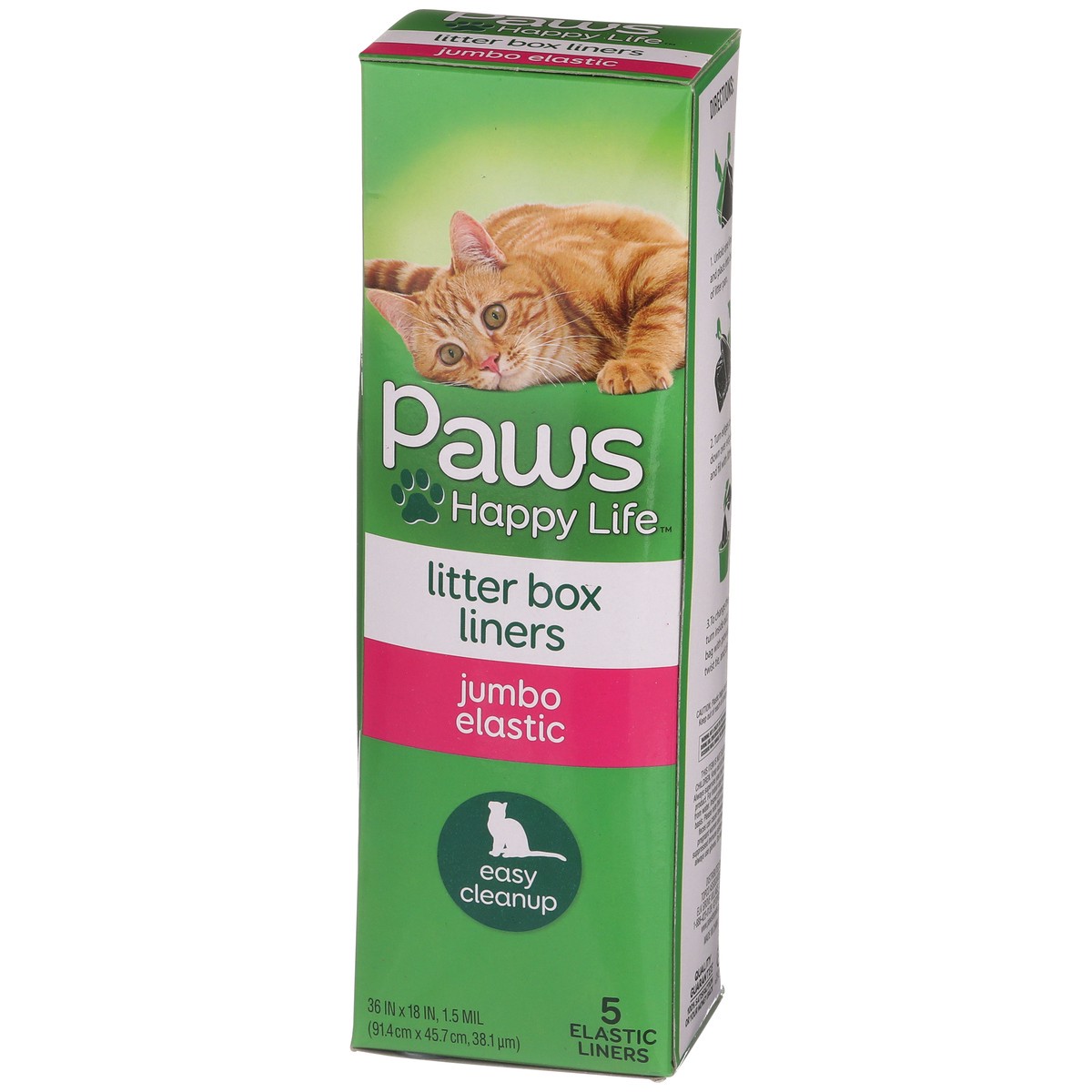 slide 3 of 8, Paws Happy Life Jumbo Elastic Litter Box Liners, 5 ct