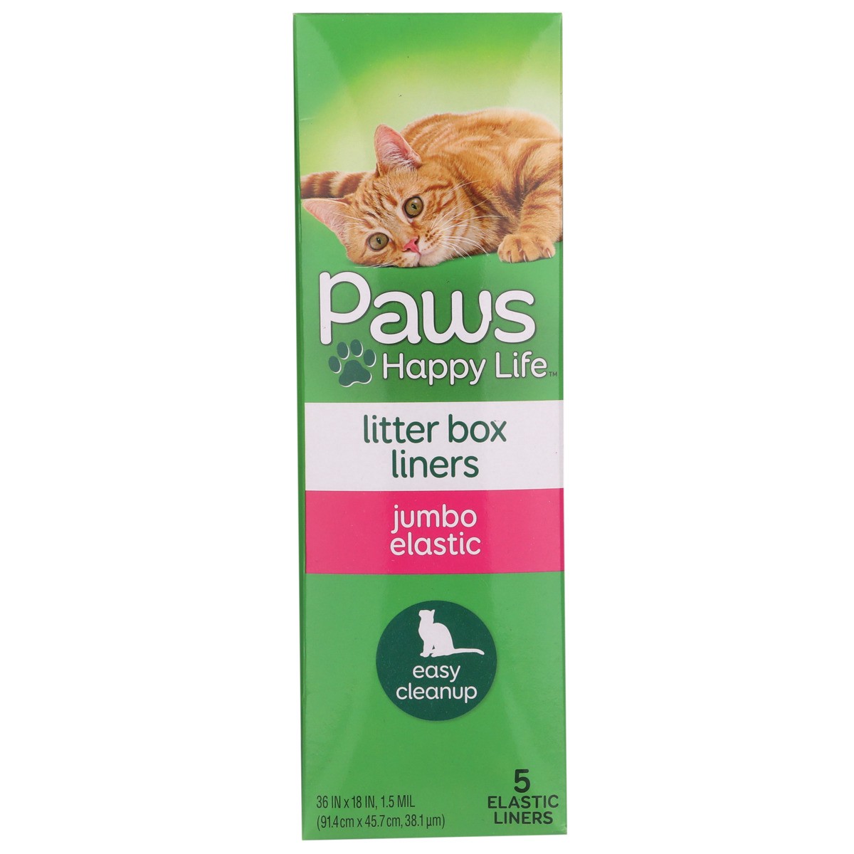 slide 7 of 8, Paws Happy Life Jumbo Elastic Litter Box Liners, 5 ct