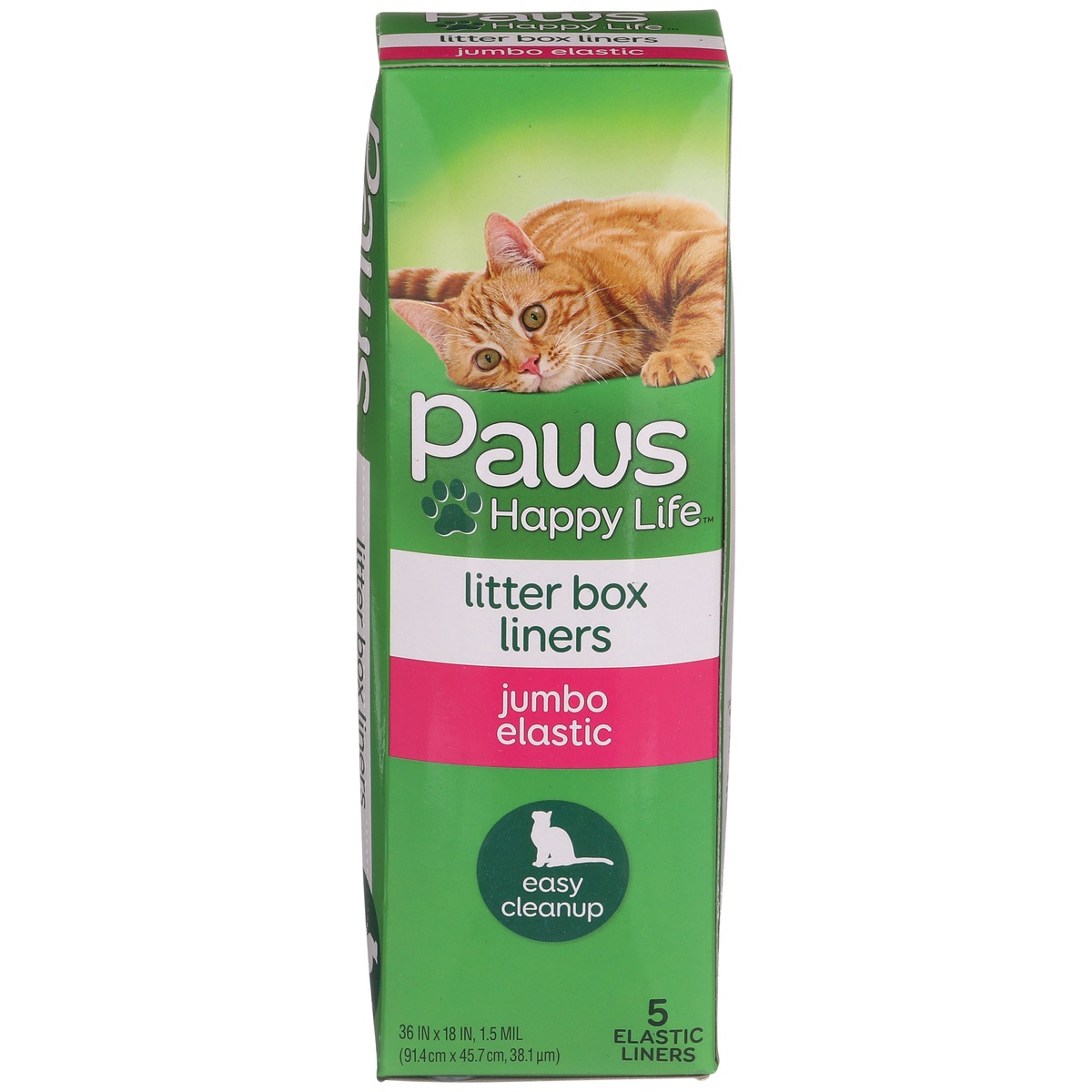 slide 1 of 8, Paws Happy Life Jumbo Elastic Litter Box Liners, 5 ct