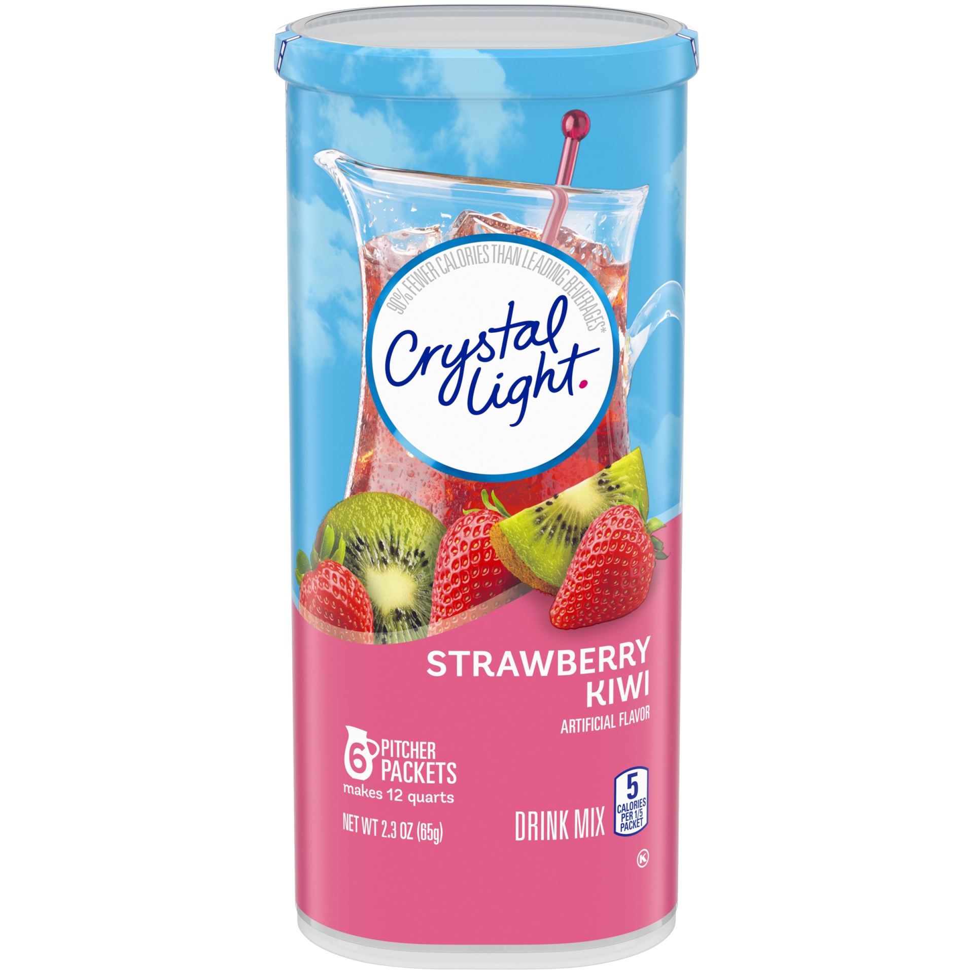slide 1 of 6, Crystal Light Strawberry Kiwi Artificially Flavored Powdered Drink Mix Pitcher, 2.3 oz