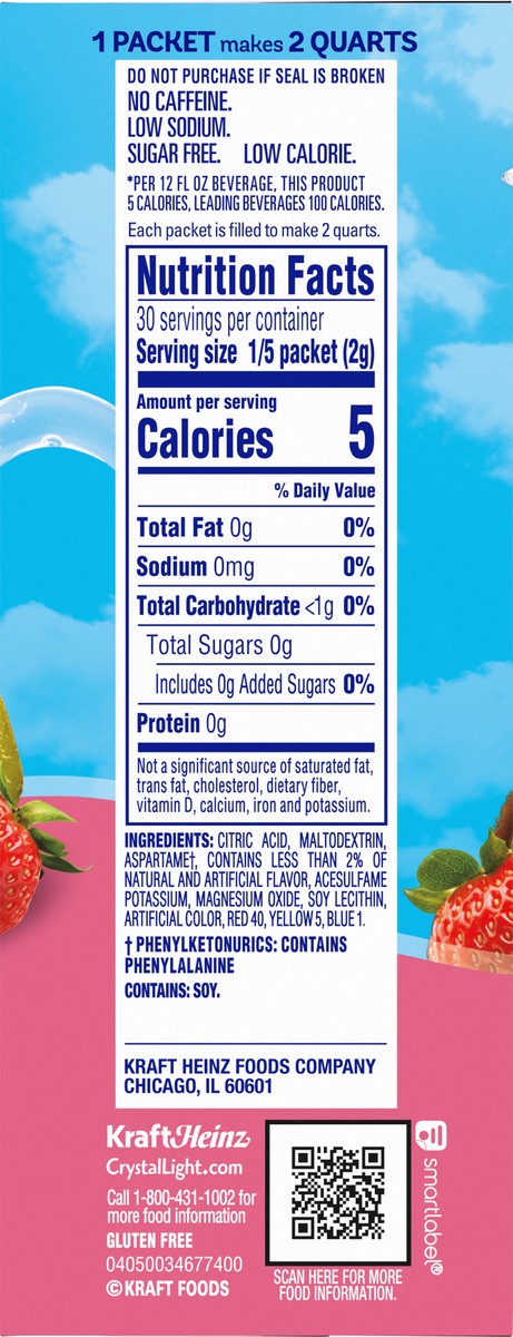 slide 5 of 11, Crystal Light Strawberry Kiwi Artificially Flavored Powdered Drink Mix Pitcher Packets, 2.3 oz