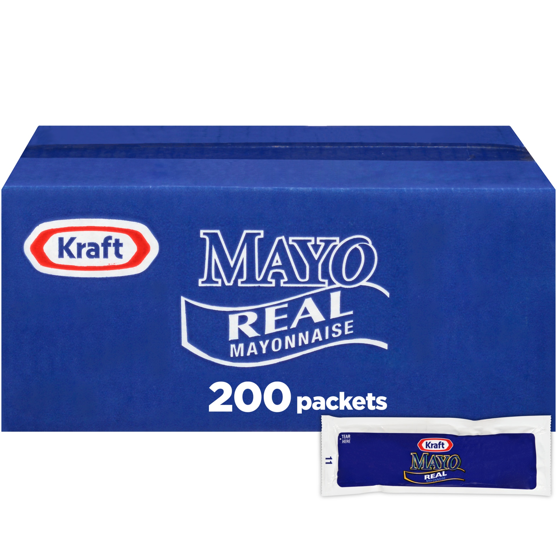 slide 1 of 1, Kraft Real Mayo Mayonnaise Single Serve Pouches, 200 ct