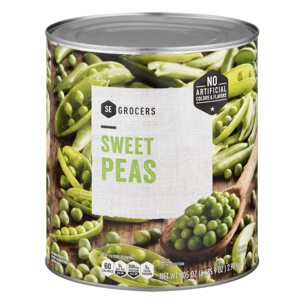 slide 1 of 1, SE Grocers Sweet Peas, 105 oz