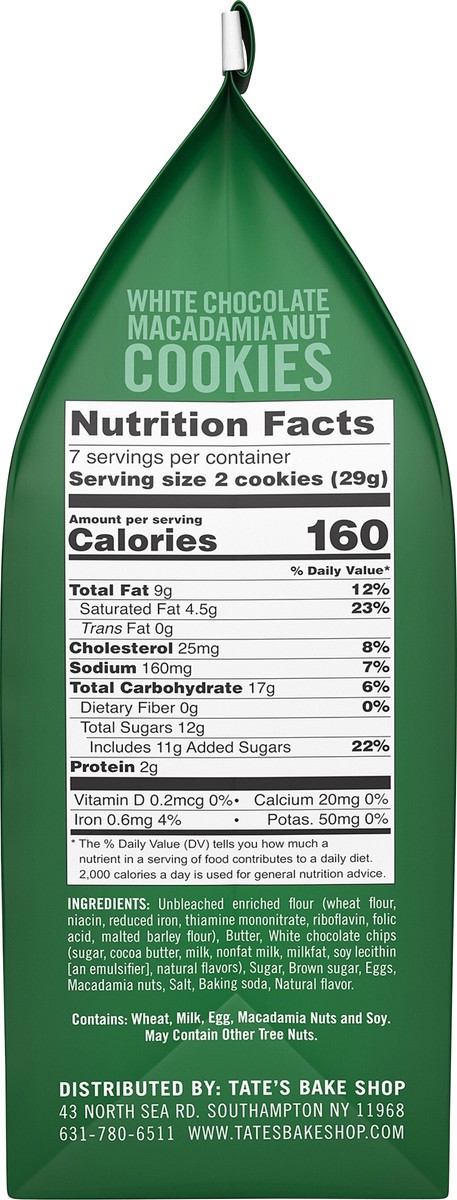 slide 7 of 14, Tate's Bake Shop White Chocolate Macadamia Nut Cookies, 7 oz, 6.5 oz