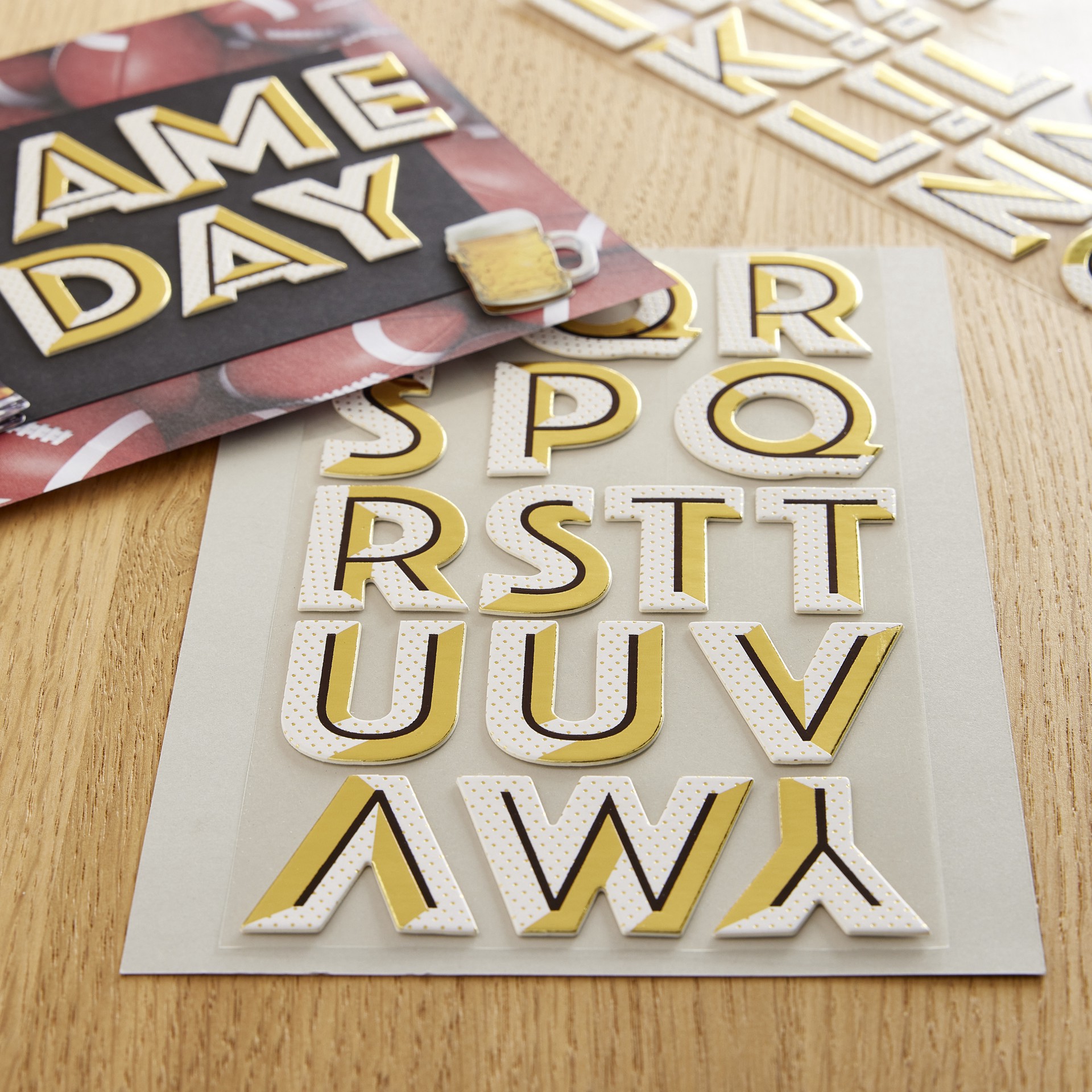 slide 2 of 5, Gold Drop Shadow Alphabet Stickers By Recollections, 1.25 in