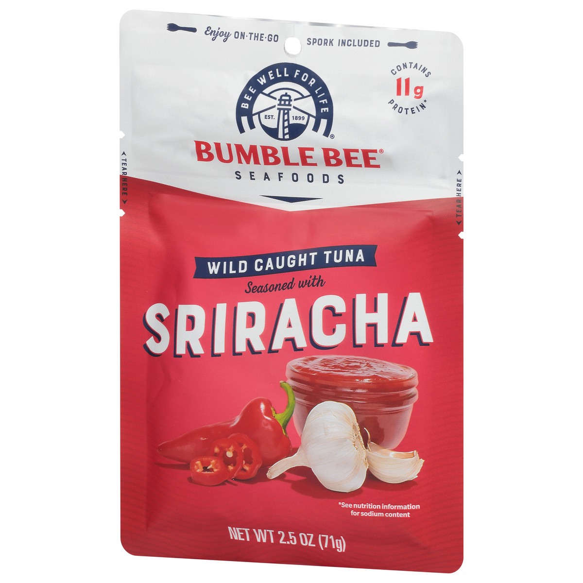 slide 3 of 9, Bumble Bee Seafoods Wild Caught Sriracha Tuna 2.5 oz, 2.5 oz