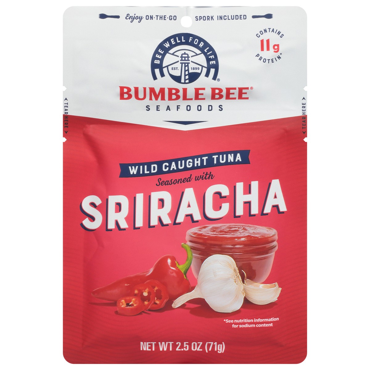 slide 1 of 9, Bumble Bee Seafoods Wild Caught Sriracha Tuna 2.5 oz, 2.5 oz