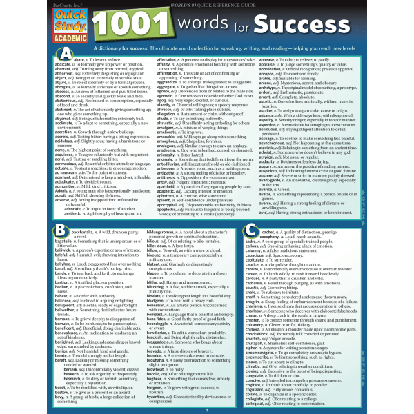 slide 1 of 1, QuickStudy Guide, 1,001 Words for Success, 1 ct