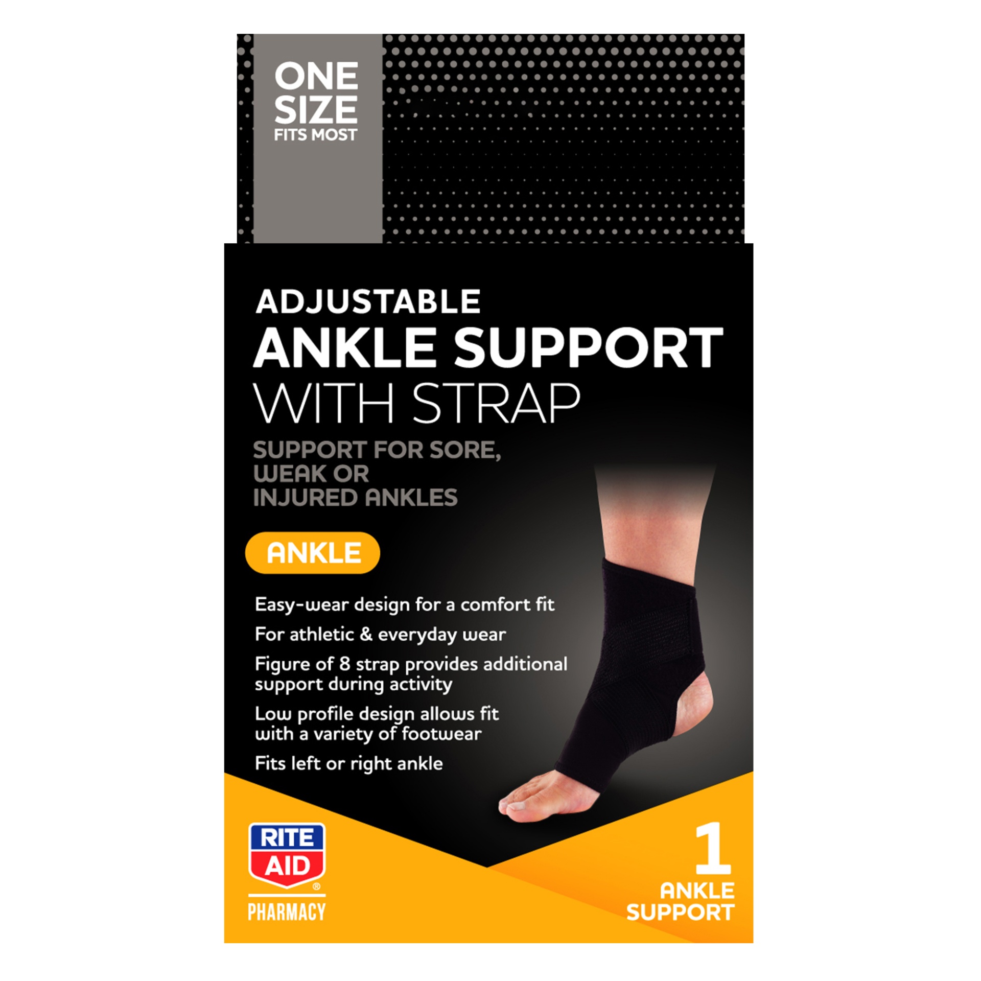 slide 1 of 1, Rite Aid Ra Ankle Sup W/Strap Os, 1 ct