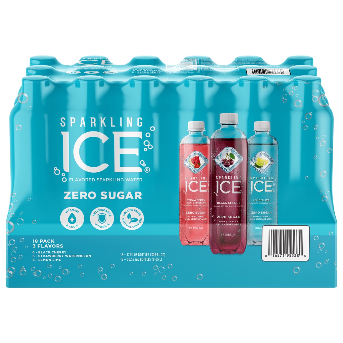 slide 3 of 11, Sparkling ICE 18 Pack Zero Sugar 3 Flavors Sparkling Water 18 - 17 fl oz Bottles - 18 ct, 18 ct