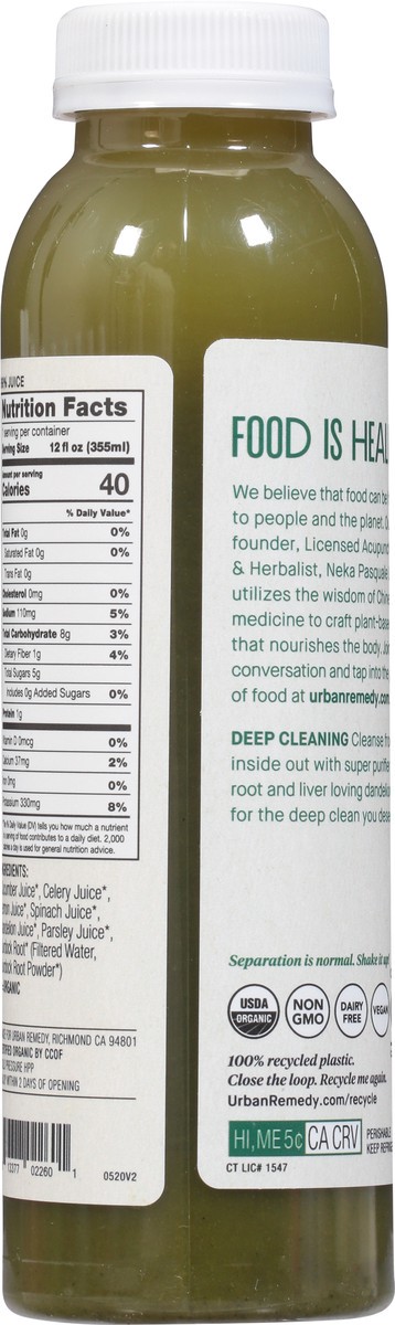 slide 5 of 9, Urban Remedy Organic Deep Cleaning Low-Glycemic Juice 12 fl oz, 12 fl oz