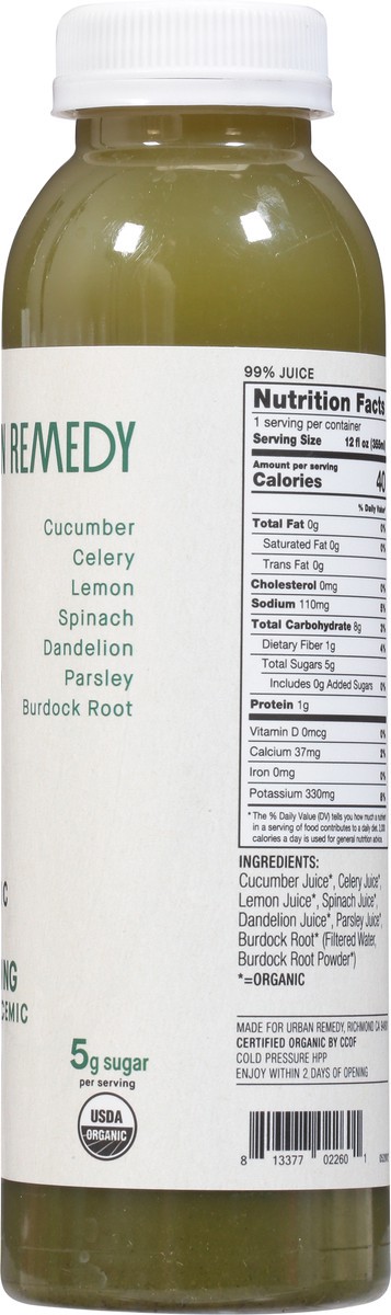 slide 7 of 9, Urban Remedy Organic Deep Cleaning Low-Glycemic Juice 12 fl oz, 12 fl oz