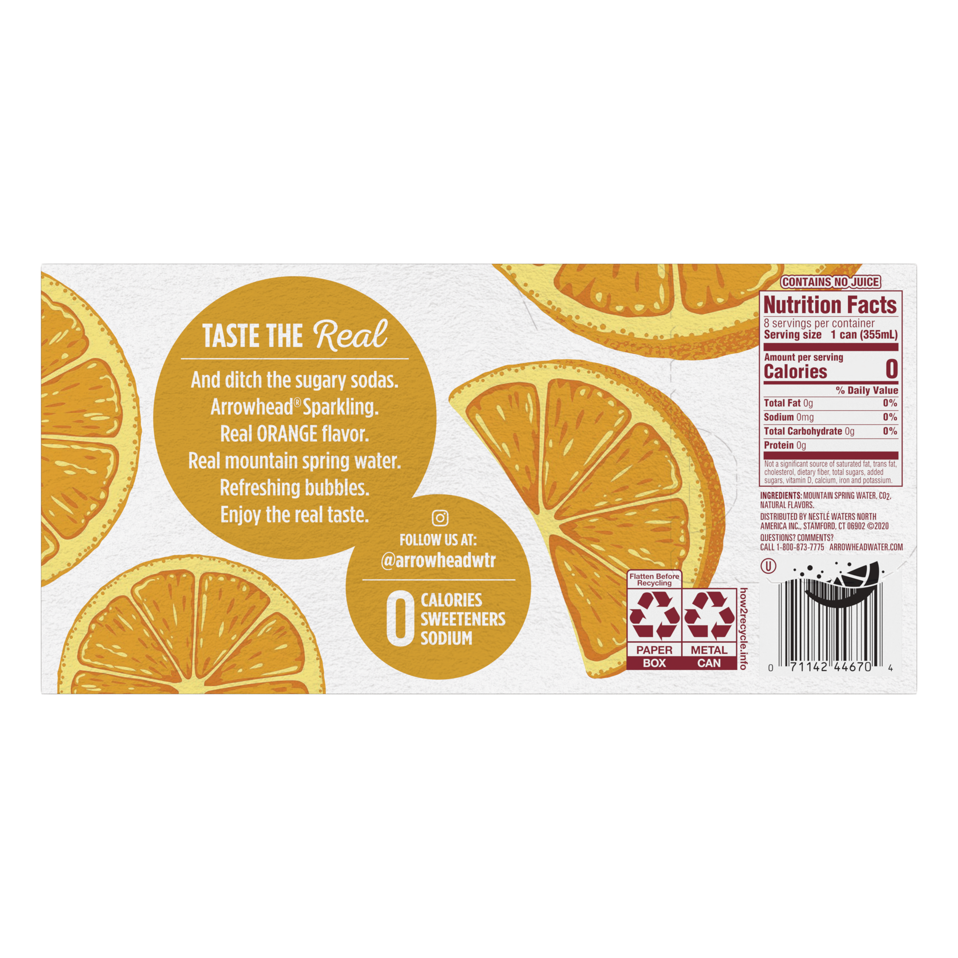 slide 3 of 5, Arrowhead Sparkling Water, Orange- 12 oz, 12 oz