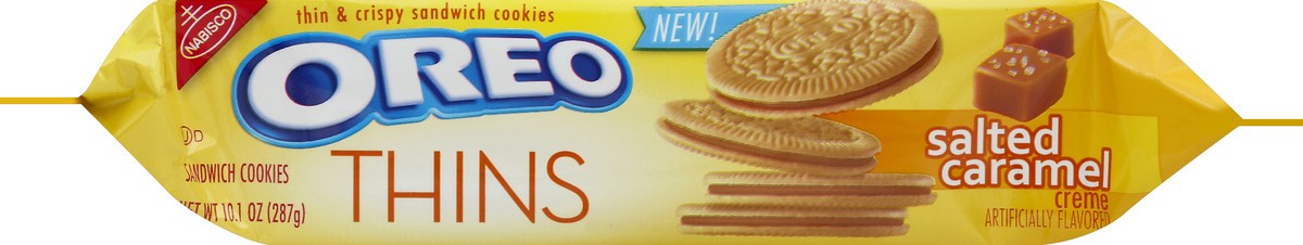 slide 2 of 6, Oreo Thins Salted Caramel Creme Sandwich Cookies (10.1oz), 10.1 oz