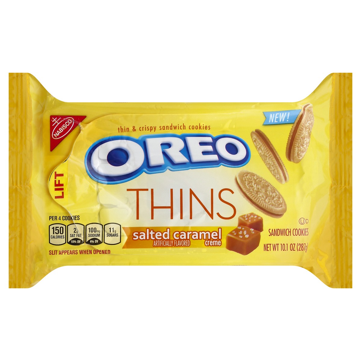 slide 6 of 6, Oreo Thins Salted Caramel Creme Sandwich Cookies (10.1oz), 10.1 oz