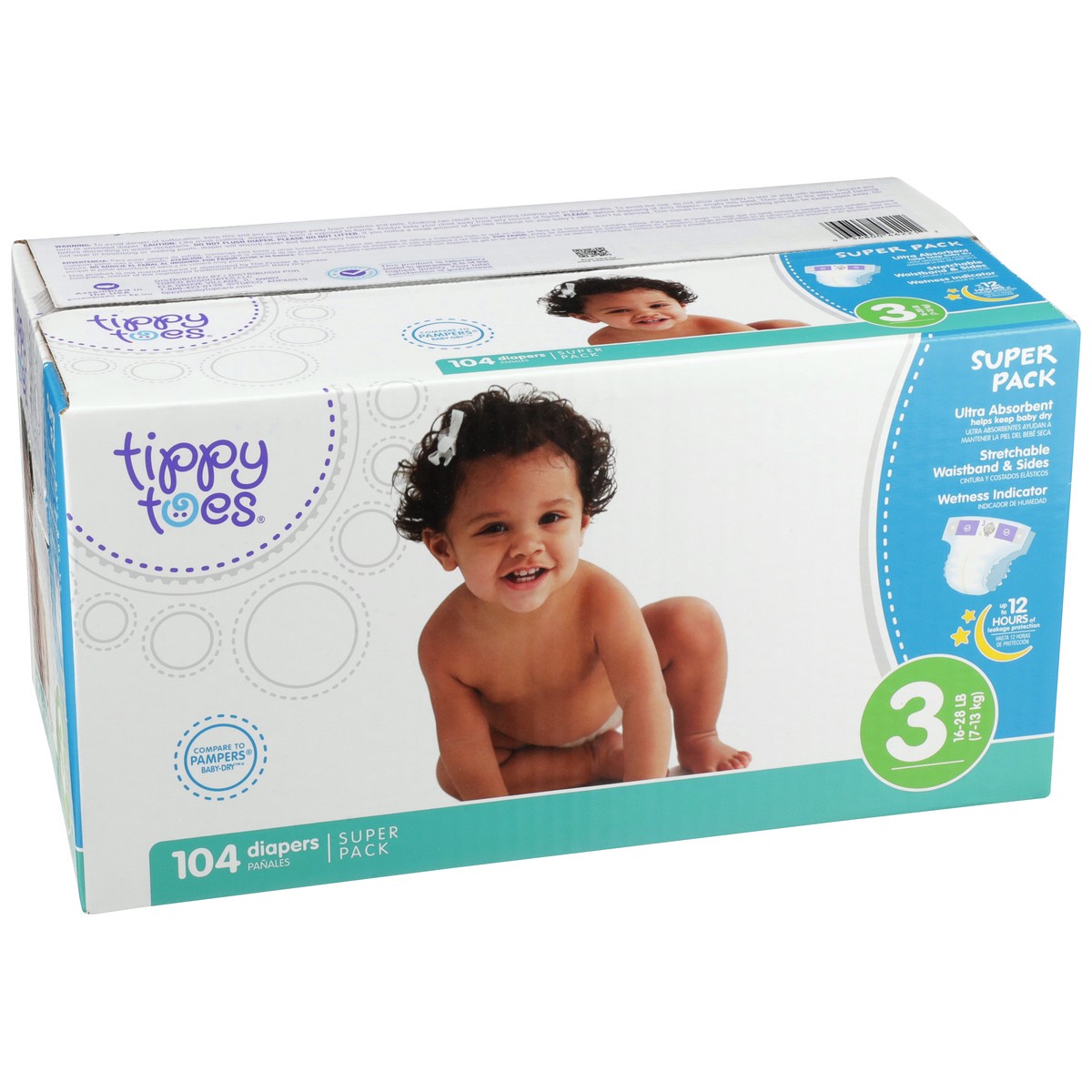 slide 2 of 8, Tippy Toes Club Size 3 Diapers, 104 ct