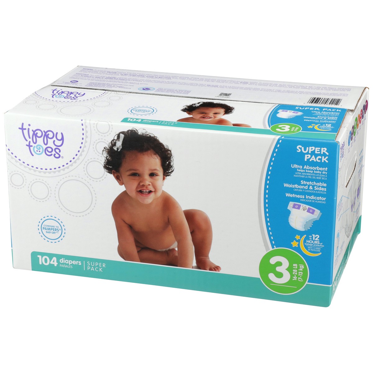 slide 3 of 8, Tippy Toes Club Size 3 Diapers, 104 ct