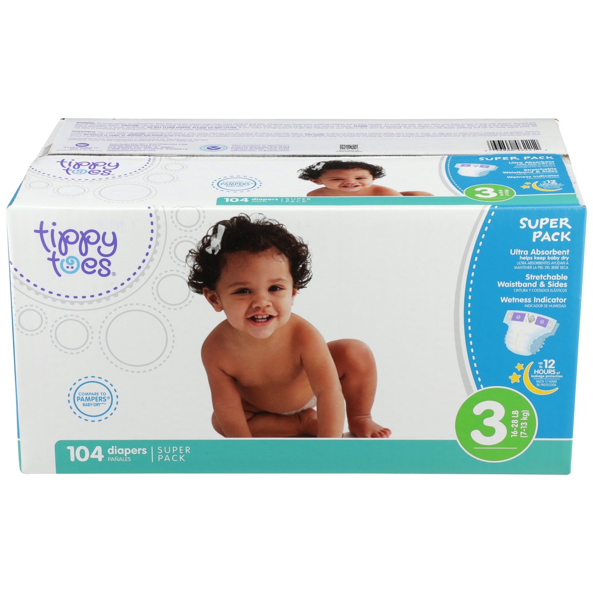 slide 1 of 8, Tippy Toes Club Size 3 Diapers, 104 ct