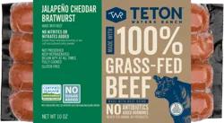 Teton 100% Grass-Fed Beef Jalapeno Cheddar Bratwurst