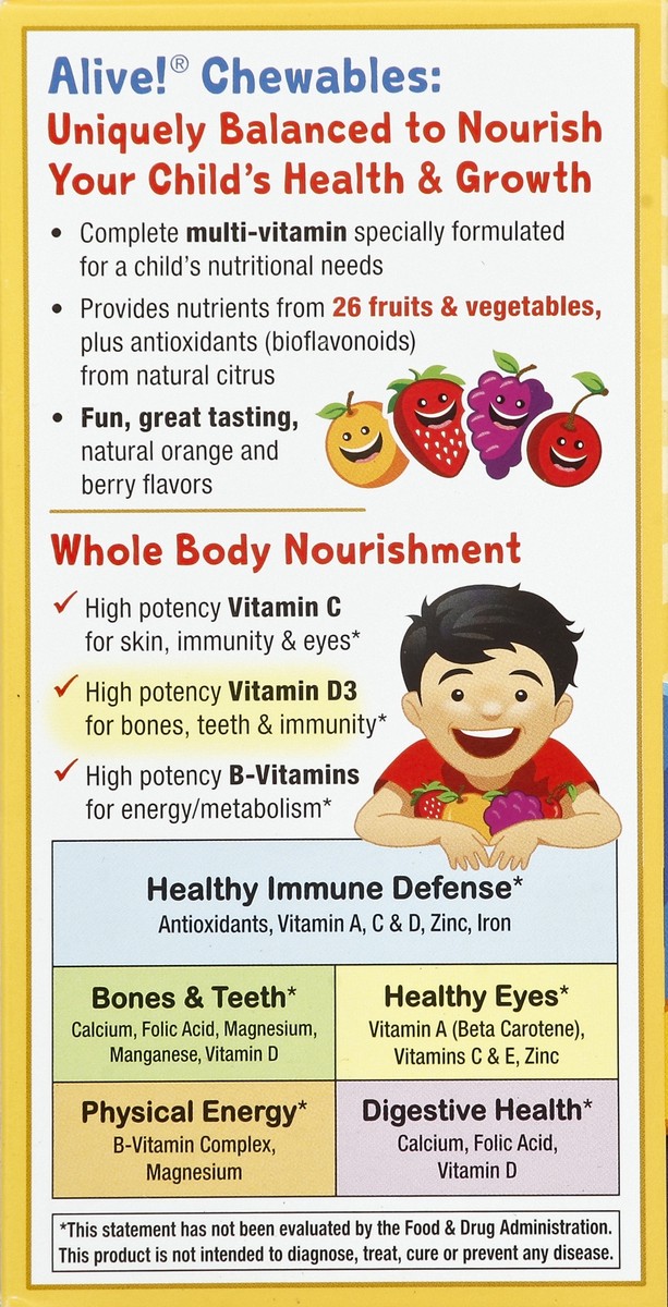 slide 2 of 4, Nature's Way Alive! Kids Orange & Berry Fruit Flavored Multivitamin 120 Chewable Tablets, 120 ct