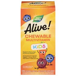 Nature's Way Alive! Kids Orange & Berry Fruit Flavored Multivitamin 120 Chewable Tablets