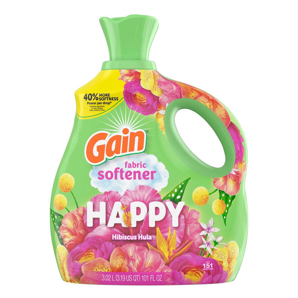 slide 1 of 1, Gain Happy Fabric Softener 151 Load - Hibiscus Hula, 101 oz