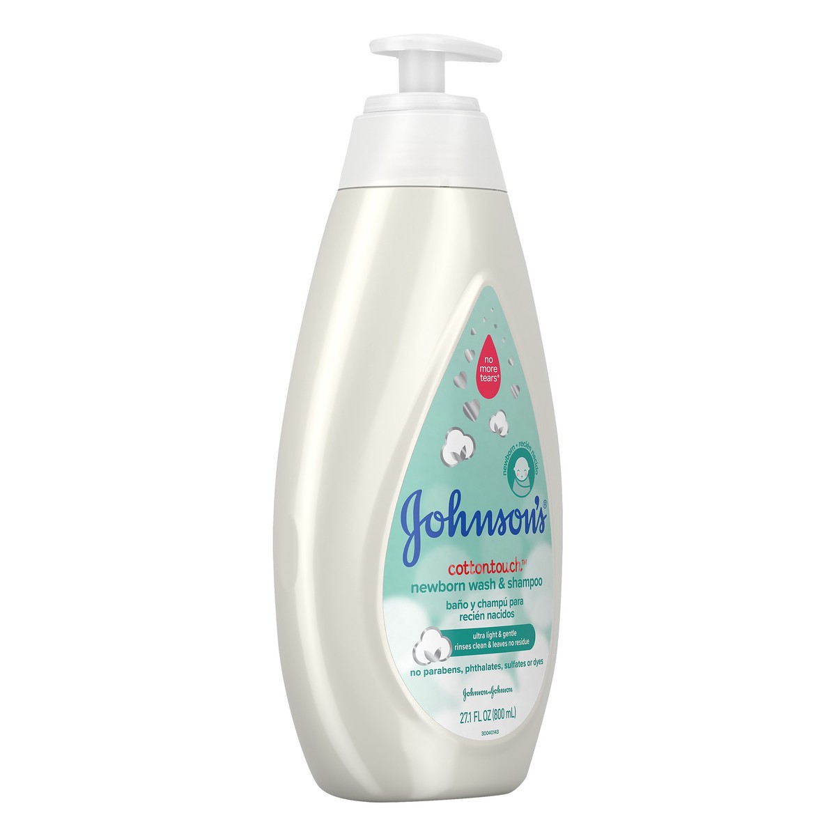 slide 5 of 7, Johnson's CottonTouch Newborn Baby Wash & Shampoo with No More Tears, Sulfate-, Paraben- Free for Sensitive Skin, Made with Real Cotton, Gently Washes Away Dirt & Germs, 27.1 fl. oz, 27.10 fl oz