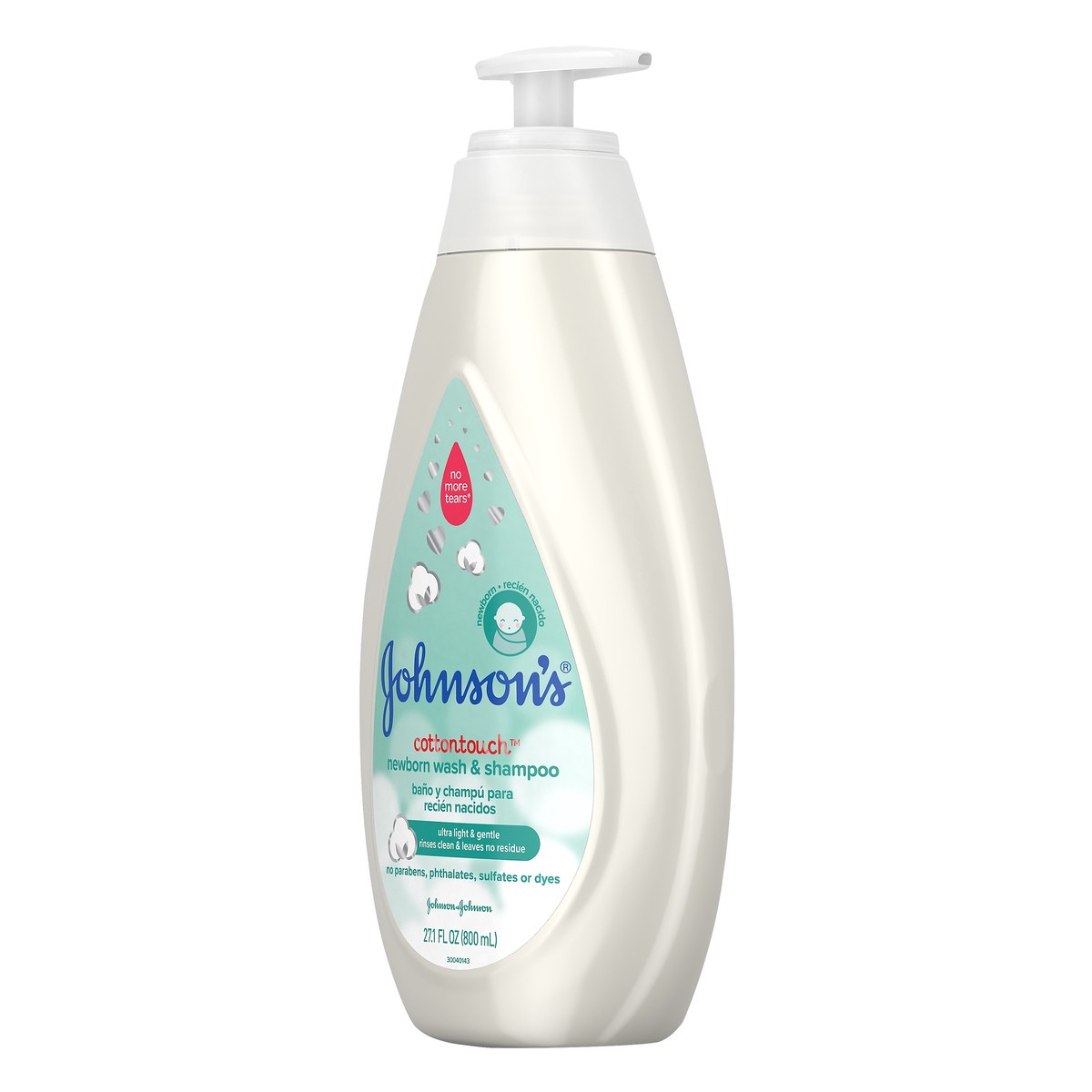 slide 6 of 7, Johnson's CottonTouch Newborn Baby Wash & Shampoo with No More Tears, Sulfate-, Paraben- Free for Sensitive Skin, Made with Real Cotton, Gently Washes Away Dirt & Germs, 27.1 fl. oz, 27.10 fl oz