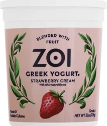 Zoi Blended Greek Strawberry Cream Yogurt 32 oz