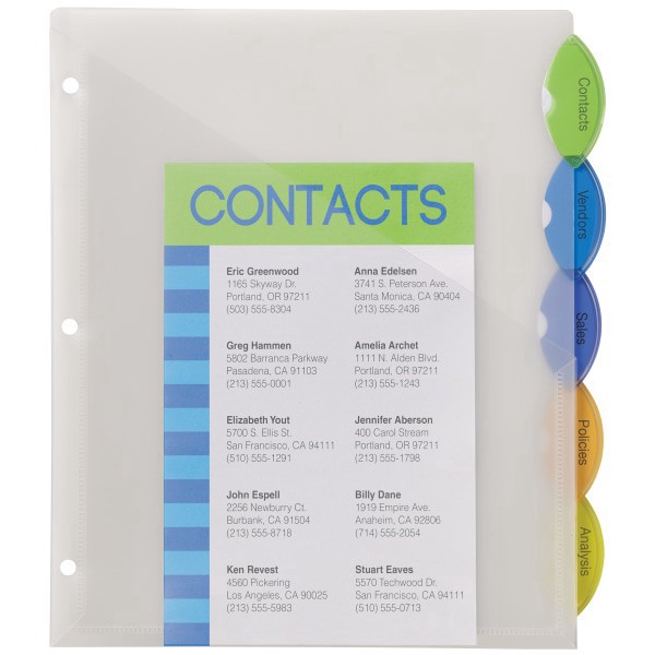 slide 9 of 9, Avery Style Edge Insertable Dividers With Pockets, Multicolor, Pack Of 5, 5 ct