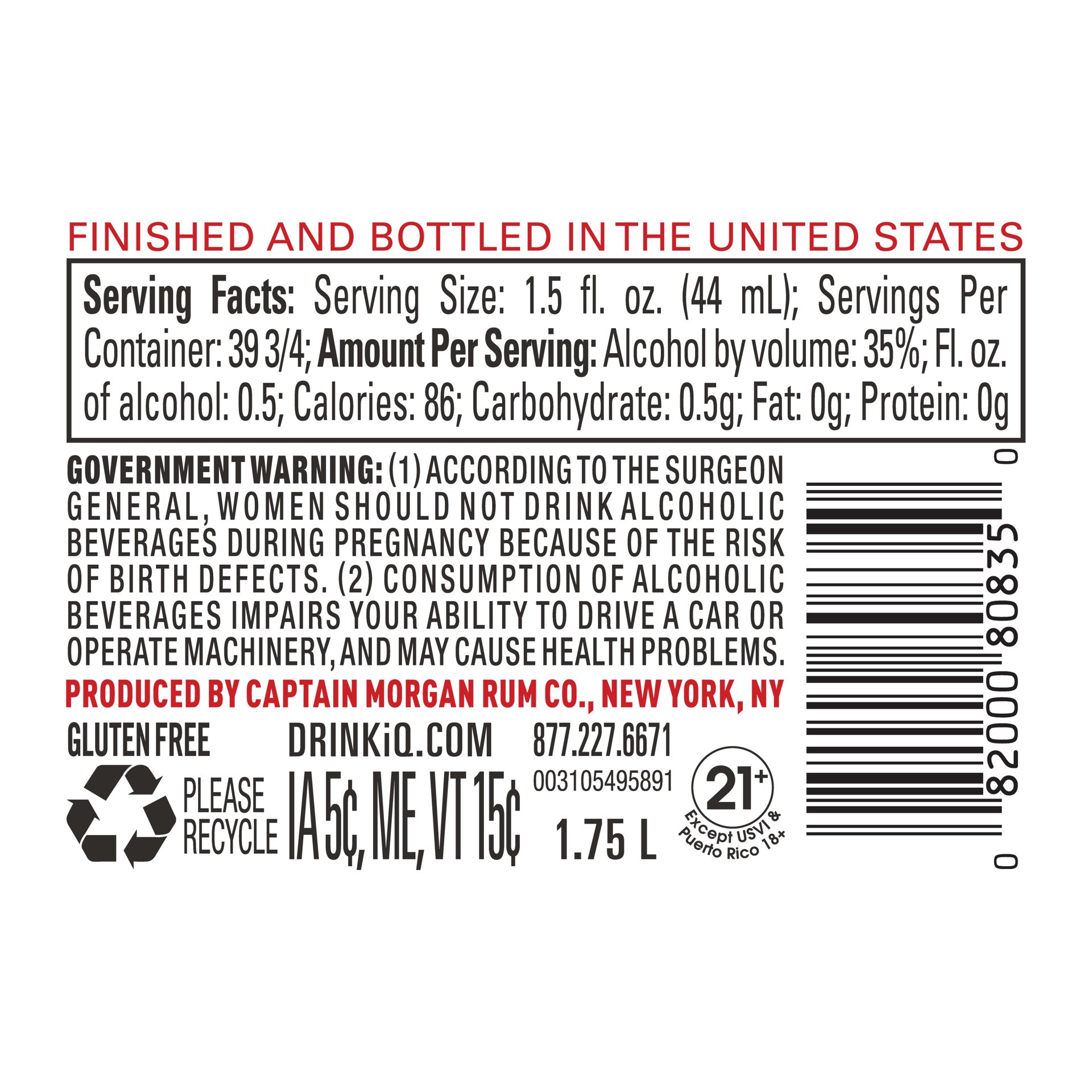 slide 2 of 3, Capt Morgan Sp 1.75, 1.75 liter