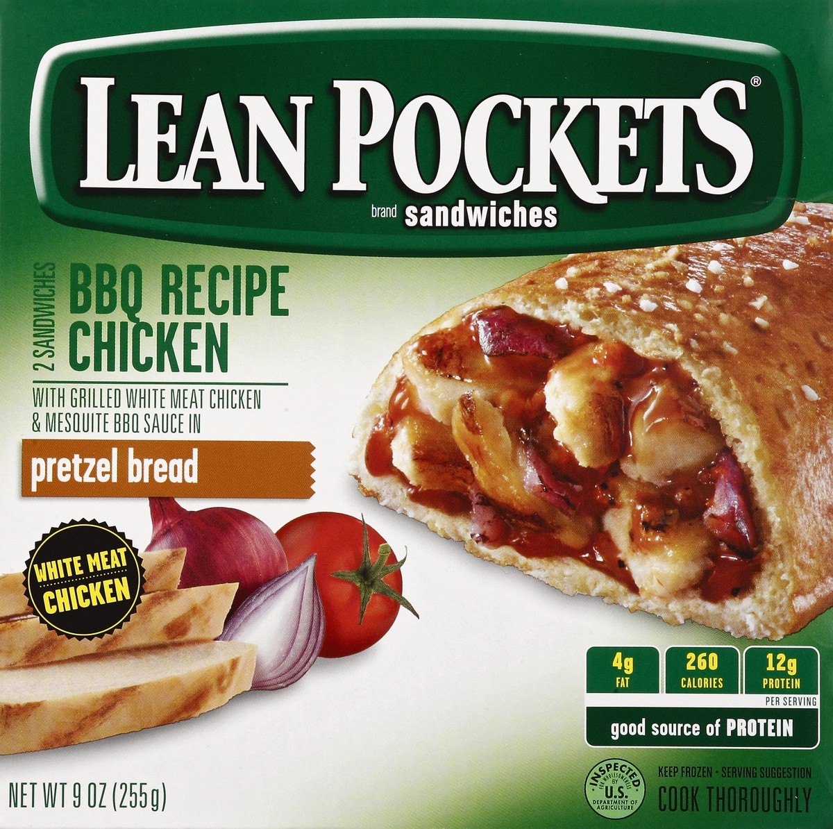 slide 4 of 4, Lean Pockets BBQ Recipe White Meat Chicken Pretzel Bread Sandwiches, 9 oz