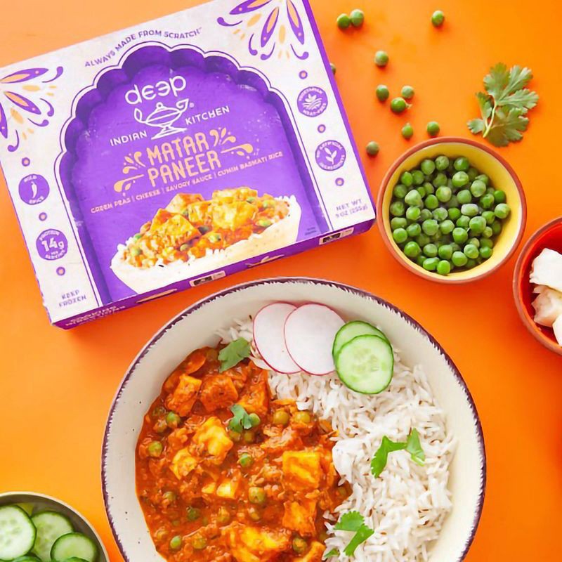 slide 5 of 6, Deep Indian Kitchen Frozen Matar Paneer with Rice - 9oz, 9 oz