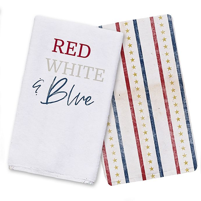 slide 1 of 5, Designs Direct Red White And Blue Tea Towel Set, 1 ct