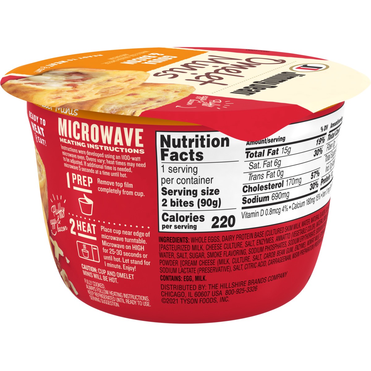 slide 4 of 4, Jimmy Dean Gouda & Bacon Omelet Minis 3.2 oz, 2 Count, 90.72 g