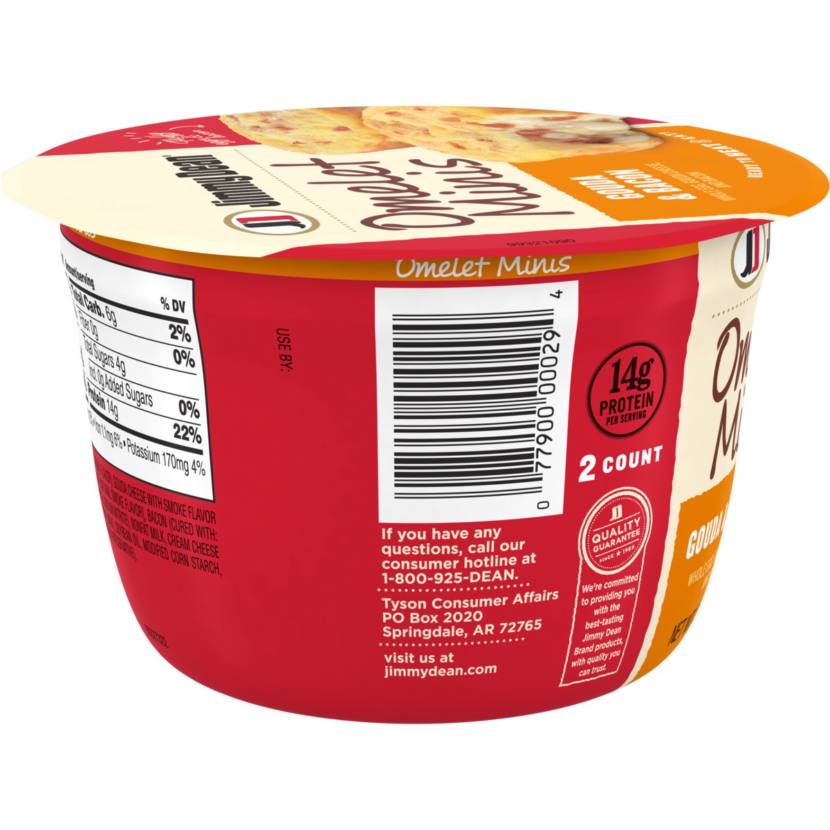 slide 2 of 4, Jimmy Dean Gouda & Bacon Omelet Minis 3.2 oz, 2 Count, 90.72 g
