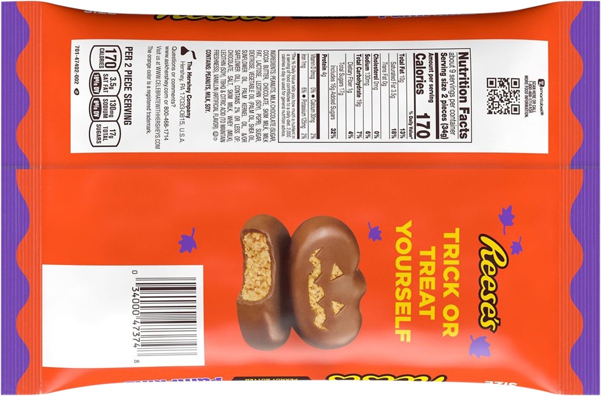 slide 2 of 3, Reese's Snack Size Milk Chocolate & Peanut Butter Peanut Butter Pumpkins Snack size. 10.2 oz, 10.2 oz