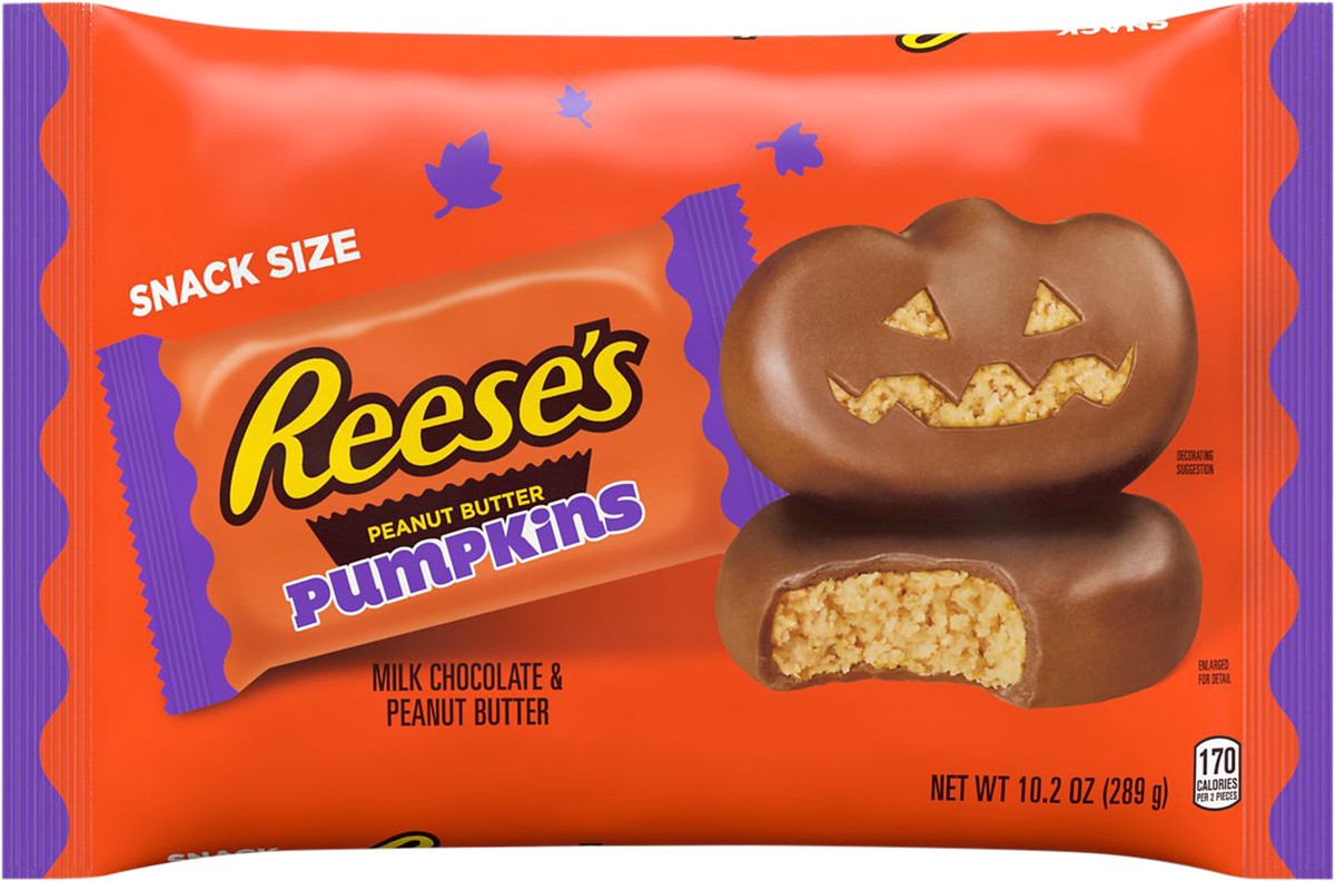 slide 3 of 3, Reese's Snack Size Milk Chocolate & Peanut Butter Peanut Butter Pumpkins Snack size. 10.2 oz, 10.2 oz