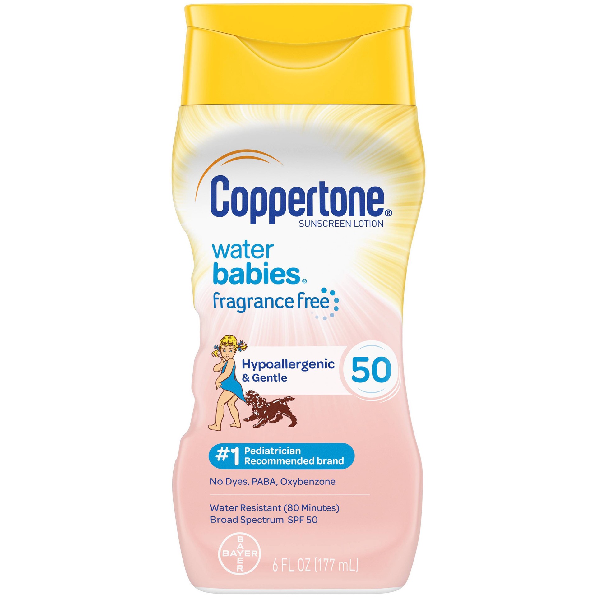 slide 1 of 2, Coppertone Water Babies Pure & Simple Sunscreen Lotion - SPF 50, 6 oz